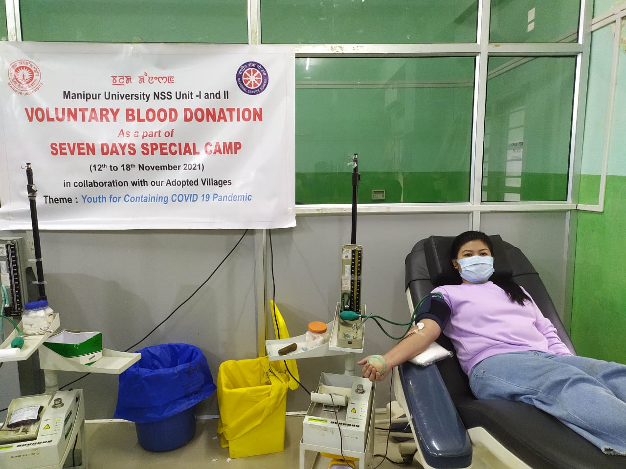 MU NSS Unit I and II organizes one-day Voluntary Blood Donation as a part of Seven Days Special Camp at JNIMS 15/11/2021