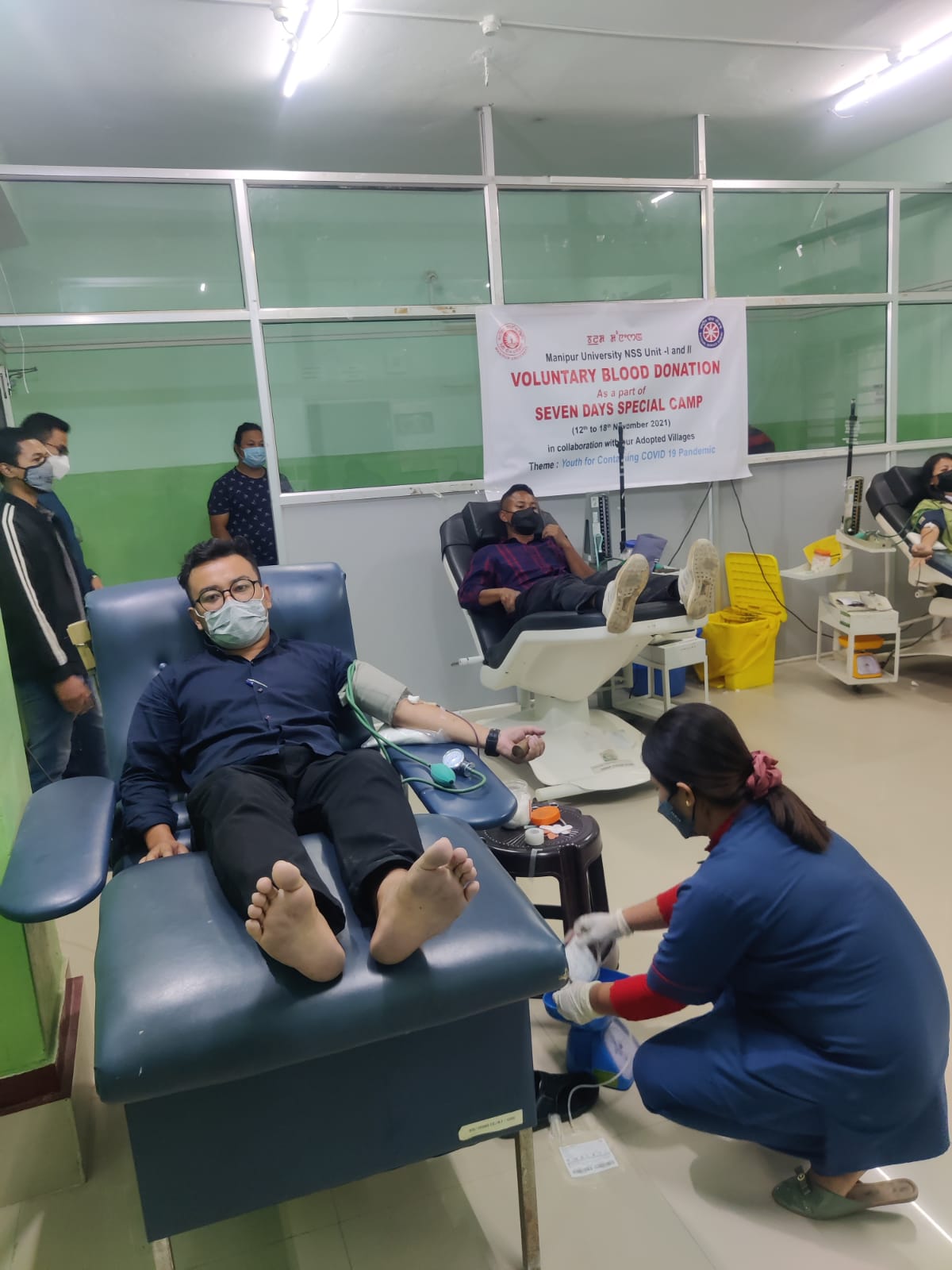 MU NSS Unit I and II organizes one-day Voluntary Blood Donation as a part of Seven Days Special Camp at JNIMS 15/11/2021